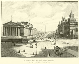 St Georges Hall og Lime Street, Liverpool av English School