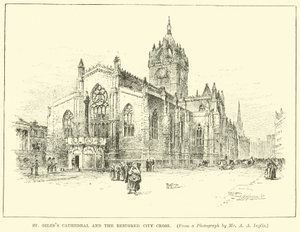 St Giles Cathedral og det restaurerte City Cross av English School