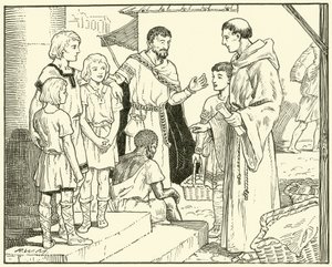 St. Gregory and the English Slaves (blekk på papir) av English School