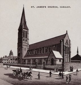St James's Chruch, Cardiff (litho) av English School
