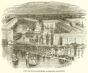 St. Katherines Docks, som opprinnelig bygget av English School