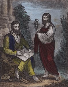St Luke, St John (farget gravering) av English School