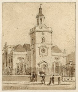 St Mary, Whitechapel, London (wc på papir) av English School