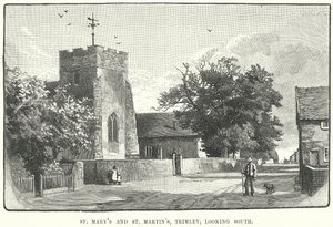 St. Mary#39;s og St. Martin#39;s, Trimley, sett mot sør (gravering) av English School