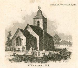 St Pancras Church, London; utsikt mot nord øst av English School