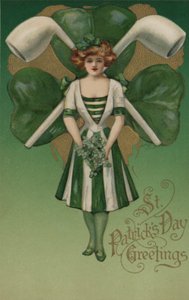 St. Patricks dag-kort (fargelitografi) av English School