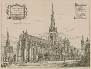 St Pauls Cathedral, London, før ødeleggelsen av spiret av English School