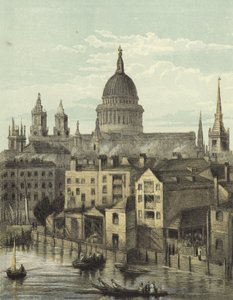 St Pauls Cathedral, utsikt over sørfronten fra Southwark Bridge av English School