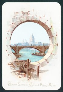 St Pauls Cathedral and Thames, julekort av English School
