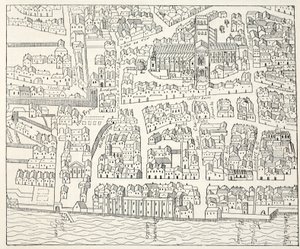 St Pauls and Neighbourhood, fra Aggas Plan, 1563 av English School