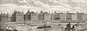 St. Thomas's Hospital i det nittende århundre, fra 'London Pictures: Drawn with Pen and Pencil', av pastor Richard Lovett, utgitt 1890 av English School