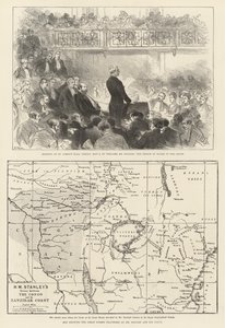 Stanleys foredrag til Royal Geographical Society (gravering) av English School