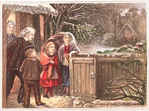 Begynner å snø, julekort av English School