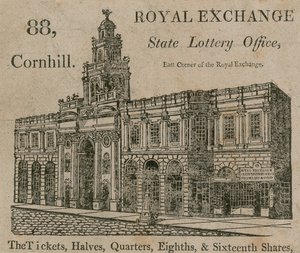 State Lottery Office, østlige hjørne av Royal Exchange, 88 Cornhill, London av English School