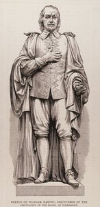 Statue av William Harvey (1578-1657), oppdager av blodsirkulasjonen, ved Folkestone, fra The Illustrated London News, 13. august 1881 av English School