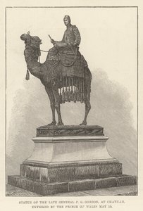Statue av avdøde general CG Gordon, i Chatham, avduket av prinsen av Wales av English School