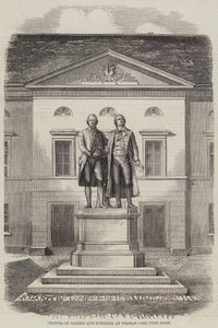 Statuer av Goethe og Schiller ved Weimar (gravering) av English School