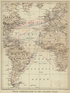 Dampkommunikasjon i Atlanterhavet (farge litho) av English School