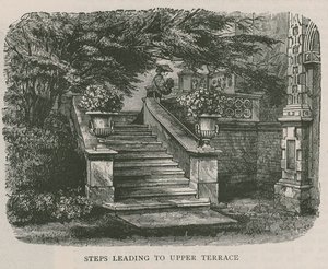 Trinn som fører til øvre terrasse, Holland House av English School