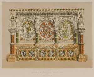 Reredos av stein og marmor av Earp, London (chromolitho) av English School