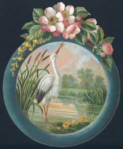 Stork står i vann, julekort av English School