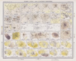 Storm og vind, Asia og den sørlige halvkule (farge litho) av English School