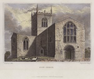 Stow Church, Lincolnshire (farget gravering) av English School