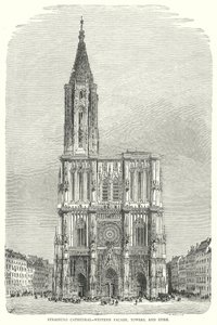 Strasburgkatedralen - vestfasade, tårn og spir (gravering) av English School