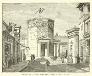 Gate i Athen med Vindenes tårn (gravering) av English School