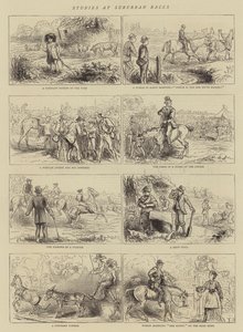 Studier ved Suburban Races (engraving) av English School