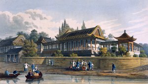 Keiserens sommerpalass, overfor byen Tien-Sing, 1817 av English School