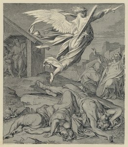Innkalling av den ødeleggende engelen til Babylon (gravering) av English School