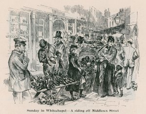 Søndag i Whitechapel - et sidespor utenfor Middlesex Street, London av English School