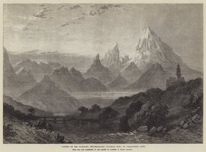 Soloppgang på Watzmann, Berchtesgaden, bayerske alper (gravering) av English School