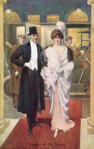 Kveldsmat på Savoy (farge litho) av English School