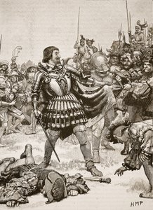 Overgivelse av Francis på slagmarken til Pavia, illustrasjon fra Cassells Illustrated History of England (sepiafoto) av English School