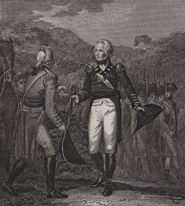 Overgivelse av general Burgoynes hær ved Saratoga, 1777 av English School