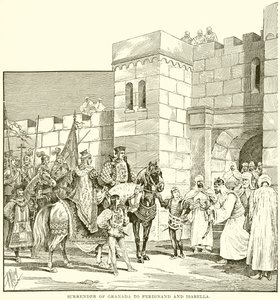 Overgivelse av Granada til Ferdinand og Isabella av English School