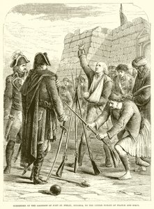 Overgivelse av garnisonen til Fort St. Philip, Minorca, til Frankrikes og Spanias forente styrker av English School