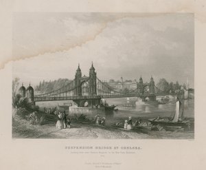 Suspension Bridge ved Chelsea, som fører nær Chelsea Hospital til New Park, Battersea av English School