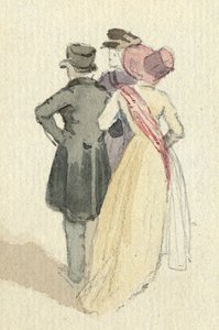 Tre figurer, ca. 1825 (wc på papir) av English School