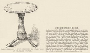 Bordet skal ha tilhørt Shakspeare ved Stratford-on-Avon (gravering) av English School