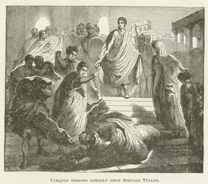 Tarquin kaster seg over Servius Tullus av English School