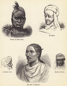 Tawhiao, Maori-kongen, Mahdi, en risharin-araber, kong John av Abyssinia, Khartoum Woman (gravering) av English School