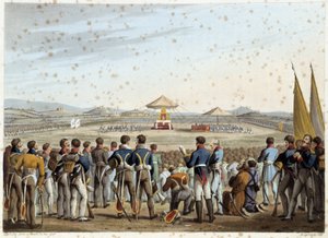 Te deum på slagmarken i «Historiske, militære og marine anekdoter og hendelser som nådde Storbritannias og deres alliertes armer, og endte ved Waterloo» av Edward Orme. Illustrasjoner av Fry, Sutherland, Clark, Dubourg, W. Heart, JA, Atkinson... Red. 1819, av English School