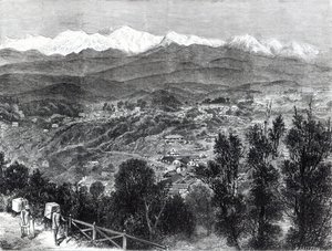 Tedyrking i Britisk India - Utsikt over Darjeeling fra sør, 1876 av English School