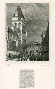 Temple Bar, London. Riving, 1877 av English School