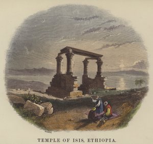 Temple of Isis, Etiopia (farget gravering) av English School