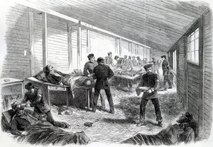 Midlertidig feltsykehus bak den andre prøyssiske parallellen i Dueppel, 1864 av English School