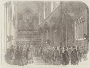 Jubileumsfestival for Bath Grammar-School, prosesjonen i Bath Abbey Church (gravering) av English School